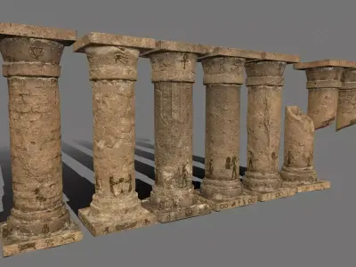 pillar set greek pillars Low-poly 3D model