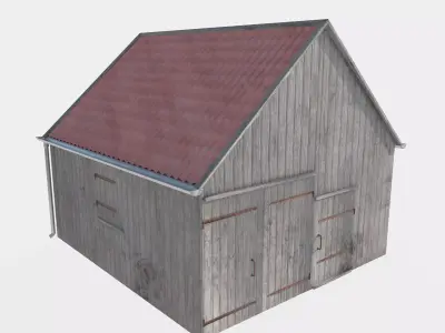 wooden shed Low-poly 3D model