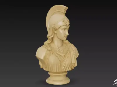 Greek Goddess Athena Bust Low-poly 3D model