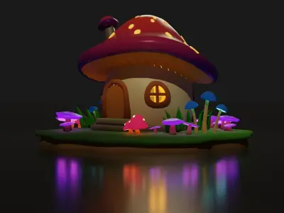 Low Poly Mushroom House Low-poly 3D model