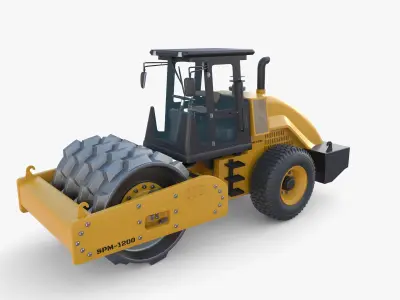 Road roller V6 Low-poly 3D model
