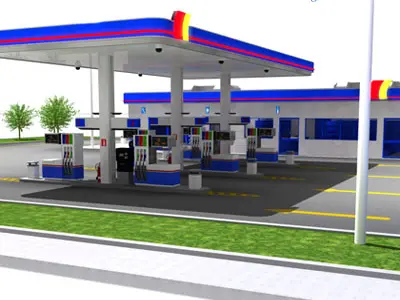 Gas station 3D model