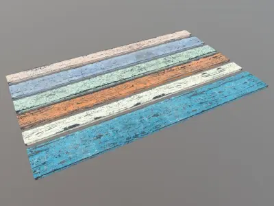 Planks colored Low-poly 3D model