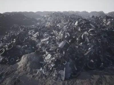 Trash junk and debris piles  Low-poly 3D model