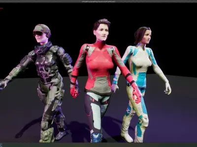 SciFi Unit Female Low-poly 3D model