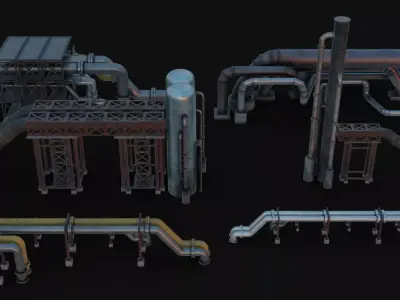 Industrial assets Low-poly 3D model