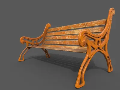 Street Bench Pack 2 Low-poly 3D model