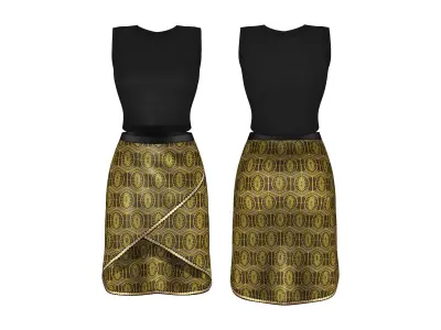 Tulip Skirt And Sleeveless High Round Neck Crop Top Outfit Low-poly 3D model