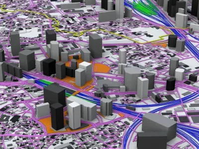 Tokyo City Railway System Road Network Streets and Buildings 3D model