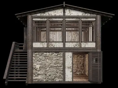 Medieval Houses 32- 4K Textures Game Ready Low-poly 3D model