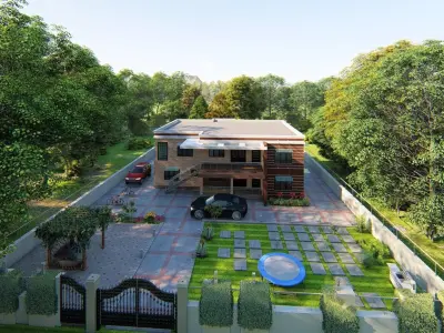 House with swimming pool 3D model