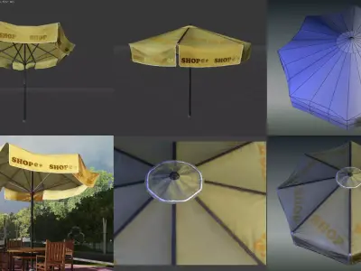 Sun umbrella Low-poly 3D model