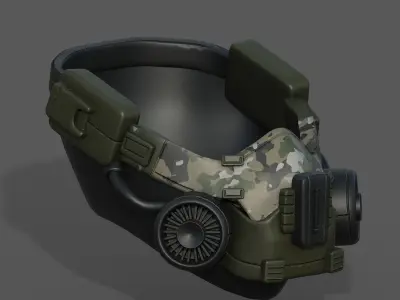 Gas mask helmet scifi futuristic military combat  Low-poly 3D model