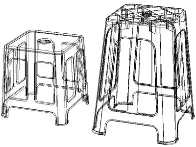 Blue Plastic Stool 3D model