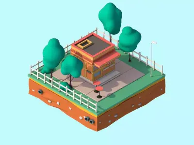 Cartoon Low Poly Street Tray 3D model