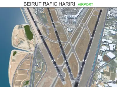 Beirut Rafic Hariri Airport 10km Low-poly 3D model