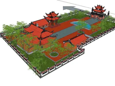 Architecture-Religion-God-Culture-Temple-0273 chinese garden ... 3D model