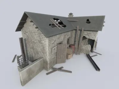 Ruin house Low-poly 3D model