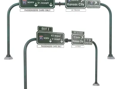 Highway and Street Sign Low-poly 3D model