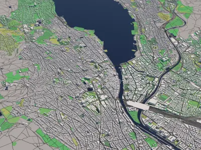 Zurich 25x25km City Map Model 3D model