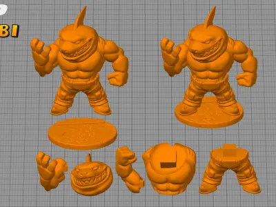 Street Shark Ripster Chibi STL for 3D Printing ChibiSTL 3DXM 3D print model