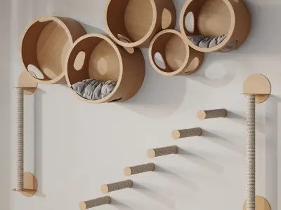 Wooden Home for Cats 2 colors 3D model