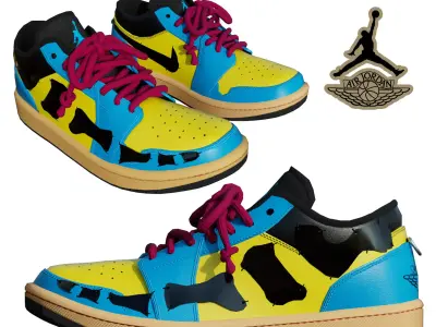 DINO 2 Air Jordan 1 WAYNE LOW Shoes PBR  Low-poly 3D model