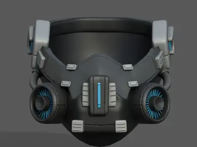 Gas mask helmet scifi futuristic military  Low-poly 3D model