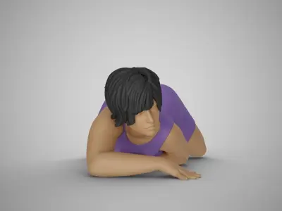 Woman Lying on Floor Bent Knees 3D print model