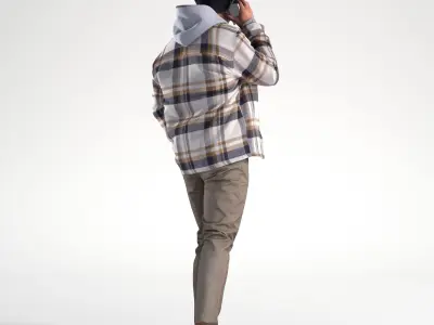 Man Winter Outfit Walking with Phone Street Low poly Chris 2353 3D model