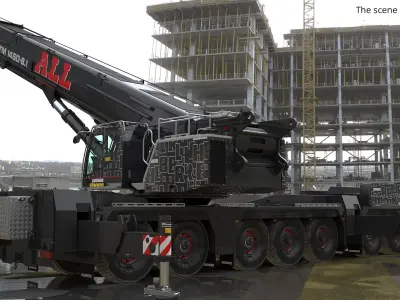  Liebherr Mobile Crane LTM 1450 81 Folded Black Rigged 
