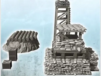 Set of fortifications for modern military base with watchtower 4 3D print model purchase