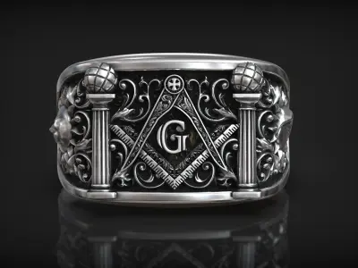 Masonic Temple Freemasonry Astrology Moon and Sun Signet 3D print model