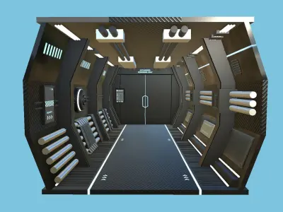 SciFi Black Backdrop - Scenery Full Perm Spaceship Interior Low-poly 3D model