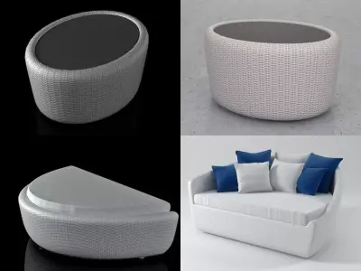 Lounge Chair and Footstool 3D model