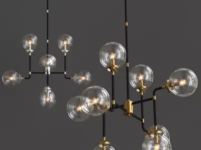 RH Bistro Globe Clear Glass 8-Light 3D model