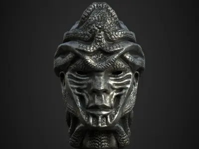 character head  concept low poly PBR material  Low-poly 3D model