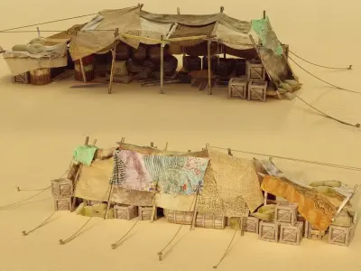 Realistic Desert Camp Low-poly 3D model