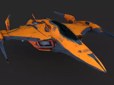 Orange Spacecraft  Low-poly 3D model