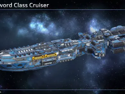 Spaceship Cruiser Kingsword Low-poly 3D model