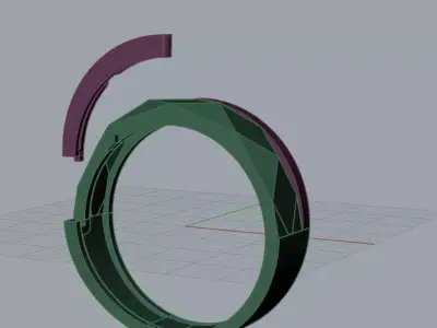 Modern Faceted Two-Tone Gold Ring engagment 3D print model