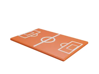 Field 3D Model soccer - orange Low-poly 3D model