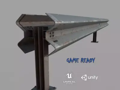 Road Barrier Low-poly 3D model