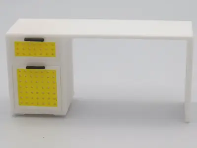 Desk with functional door drawer and customizable panel  3D print model