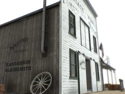 Western Buildings Collection Low-poly 3D model