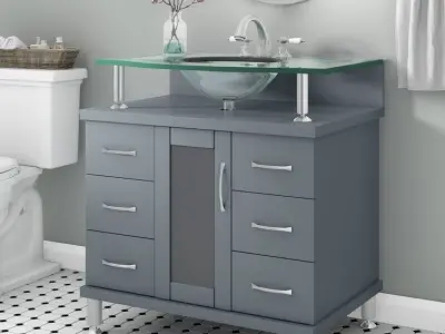 Runge Single Bathroom Vanity Set - 3 Colour 3D model