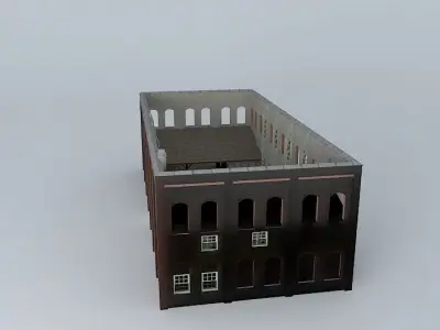 Warehouse brick building Free 3D model