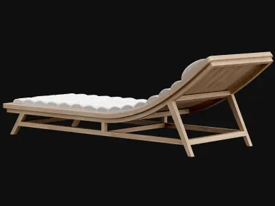 Wooden outdoor chaise lounge L15  3D model