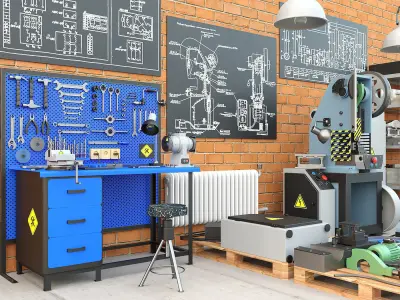 Mechanical press - Collection for industrial interior one 3D model