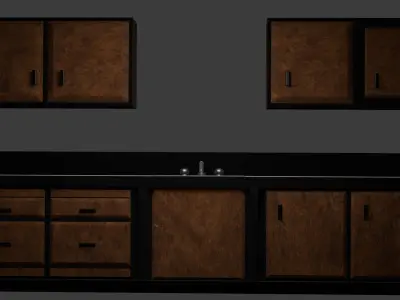 Custom Kitchen Cabinets With Sink  3D model